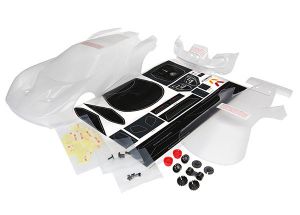 Traxxas Body, Ford GT® (clear, requires painting)/ decal sheet (includes tail lights, exhaust tips, & mounting hardware)