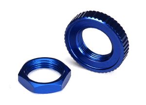 Traxxas Servo saver nuts, aluminum, blue-anodized (hex (1), serrated (1))