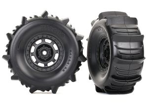Traxxas Tires and wheels, assembled, glued (Desert Racer wheels, paddle tires)