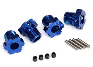 Wheel hubs, splined, 17mm (blue-anodized) (4)