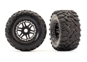 TRAXXAS MAXX Tires & wheels, assembled, glued (2) BLACK *SOLD OUT*
