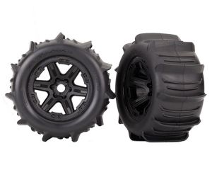 Traxxas Paddle Tires 3.8" Pre-Mounted w/Monster 17MM Truck Wheels (Black) (Standard)
