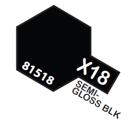 Tamiya Acrylic Mini X-18 Semi Gloss Black 1/3 oz