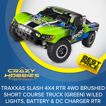 Traxxas Slash 4X4 Short Course 4WD Truck (Green) w/LED,Battery & DC Charger RTR