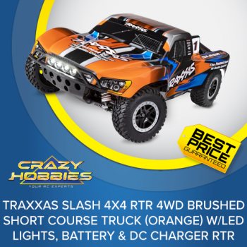 Traxxas Slash 4X4 Short Course 4WD Truck (Orange) w/LED,Battery & DC Charger RTR