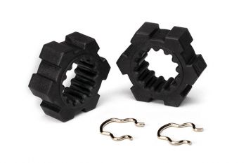 Traxxas Wheel hubs, hex (2)/ hex clips (2)