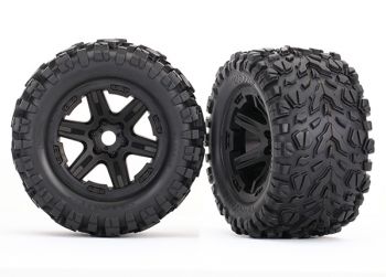 Traxxas Tires & wheels, assembled, glued (2) (17mm splined) (TSM rated)
