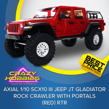  Axial 1/10 SCX10 III Jeep JT Gladiator Rock Crawler with Portals (Red) RTR *IN STOCK*