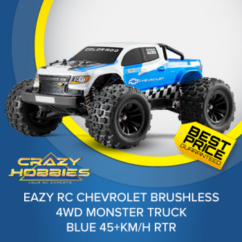 EAZY RC CHEVROLET BRUSHLESS 4WD Monster Truck BLUE 45+KM/H RTR *IN STOCK*