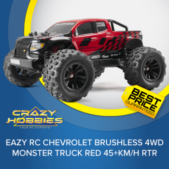 EAZY RC CHEVROLET BRUSHLESS 4WD Monster Truck RED 45+KM/H RTR *IN STOCK*