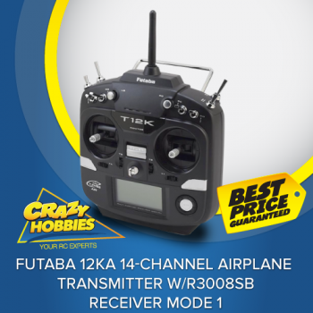 Futaba 12KA 14-Channel Airplane Transmitter w/R3008SB Receiver Mode 1