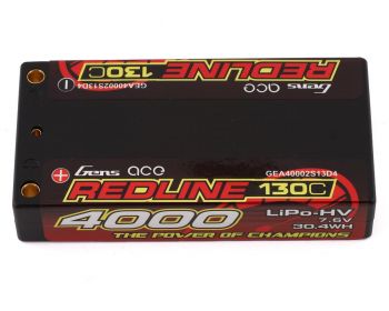 Gens Ace Redline 2s LiHv LiPo Battery Pack 130C (7.6V/4000mAh) w/4mm Bullets *SOLD OUT*