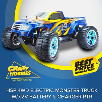HSP 4WD Electric Monster Truck W/7.2V Battery & Charger RTR