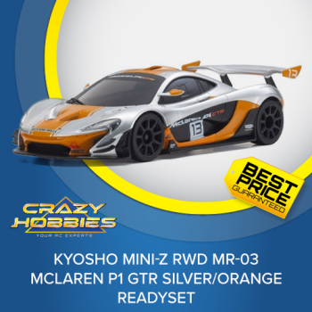 KYOSHO MINI-Z RWD MR-03 MCLAREN P1 GTR SILVER/ORANGE READYSET *SOLD OUT*