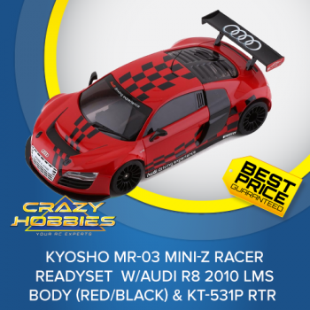 Kyosho MR-03 Mini-Z Racer ReadySet w/Audi R8 2010 LMS Body (Red/Black) & KT-531P 2.4GHz RTR *SOLD OUT*