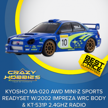 Kyosho MA-020 AWD Mini-Z Sports ReadySet w/2002 Impreza WRC Body & KT-531P 2.4GHz Radio *SOLD OUT*