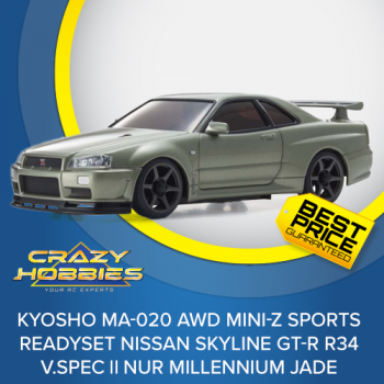 Kyosho MA-020 AWD Mini-Z Sports ReadySet NISSAN SKYLINE GT-R R34 V.specⅡNur Millennium Jade & KT-531P 2.4GHz Radio *SOLD OUT*