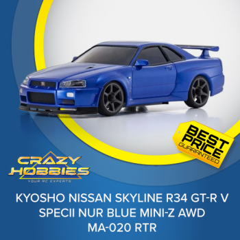 Kyosho Nissan Skyline R34 GT-R V SpecII Nur Blue Mini-Z AWD MA-020 RTR