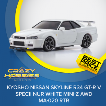 Kyosho Nissan Skyline R34 GT-R V SpecII Nur White Mini-Z AWD MA-020 RTR *SOLD OUT*