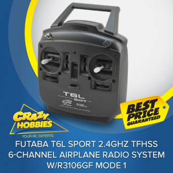 Futaba T6L Sport 2.4GHz TFHSS 6-Channel Airplane Radio System w/R3106GF Mode 1 *IN STOCK*